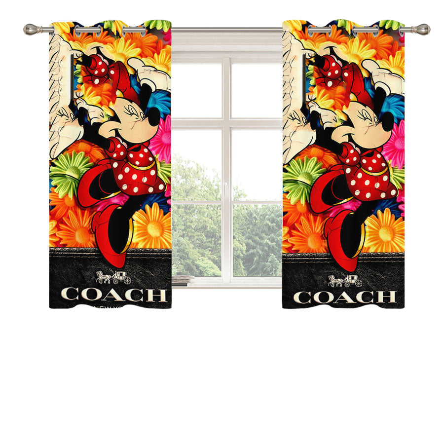 Minnie Mouse Coach Peach Skin Window Curtains