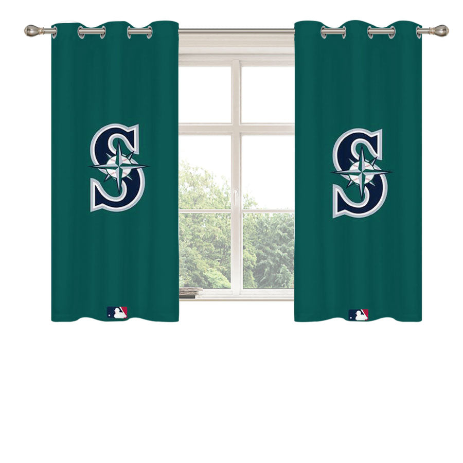 Mlb Seattle Mariners Green Peach Skin Window Curtains