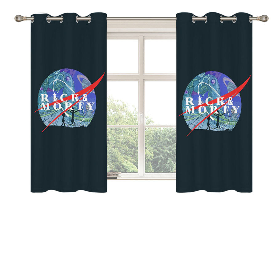 Nasa Rick And Morty Galaxy Peach Skin Window Curtains