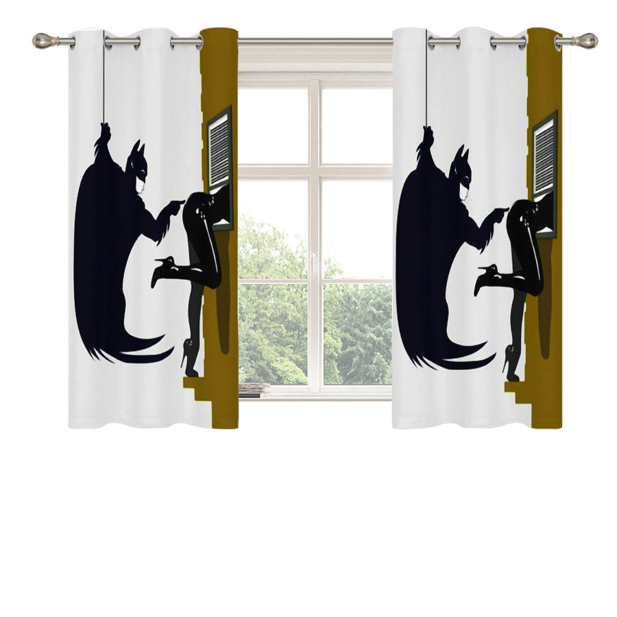 Naughty Batman And Catwoman Peach Skin Window Curtains