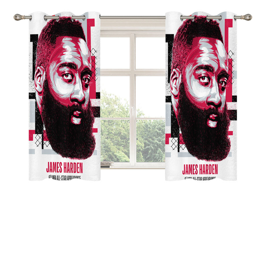 Nba All Star James Harden Peach Skin Window Curtains
