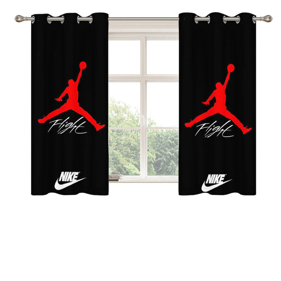 Nike Air Jordan Logo Peach Skin Window Curtains