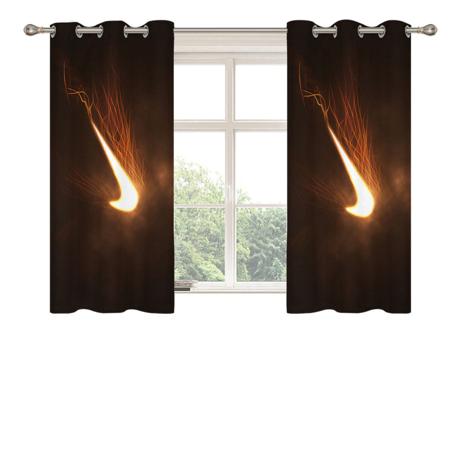 Nike Logo Fire Mode Peach Skin Window Curtains