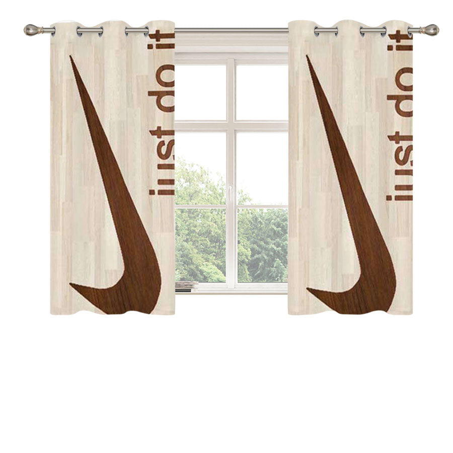 Nike Logo Wooden Peach Skin Window Curtains