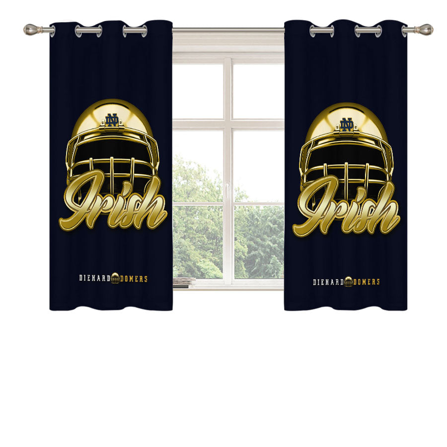 Notre Dame Fighting Irish Diehard Domers Golden Helmet Art Peach Skin Window Curtains