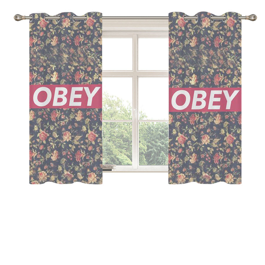 Obey Floral Peach Skin Window Curtains