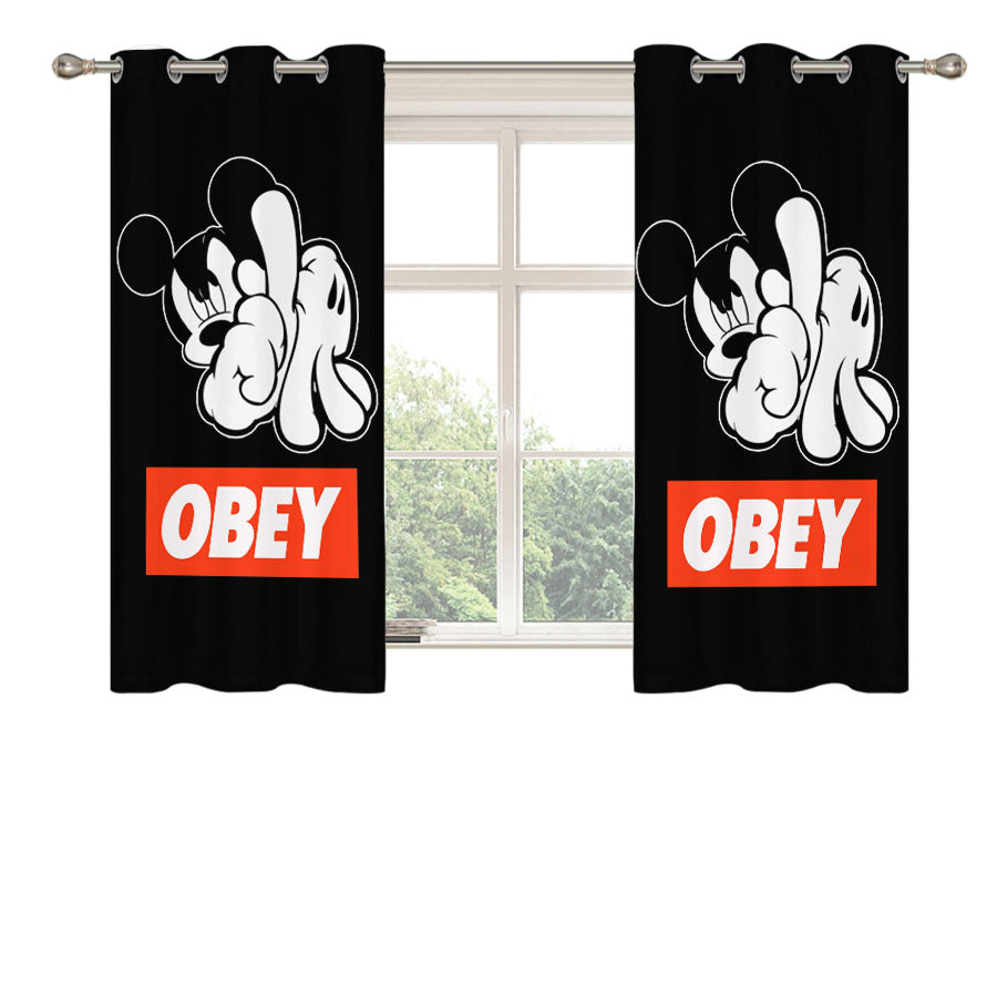Obey Mickey Mouse Peach Skin Window Curtains