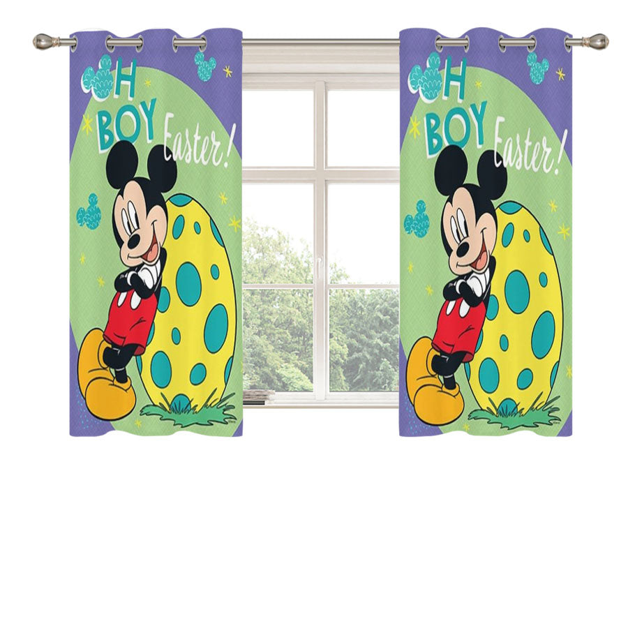 Oh Boy Easter Mickey Mouse Peach Skin Window Curtains