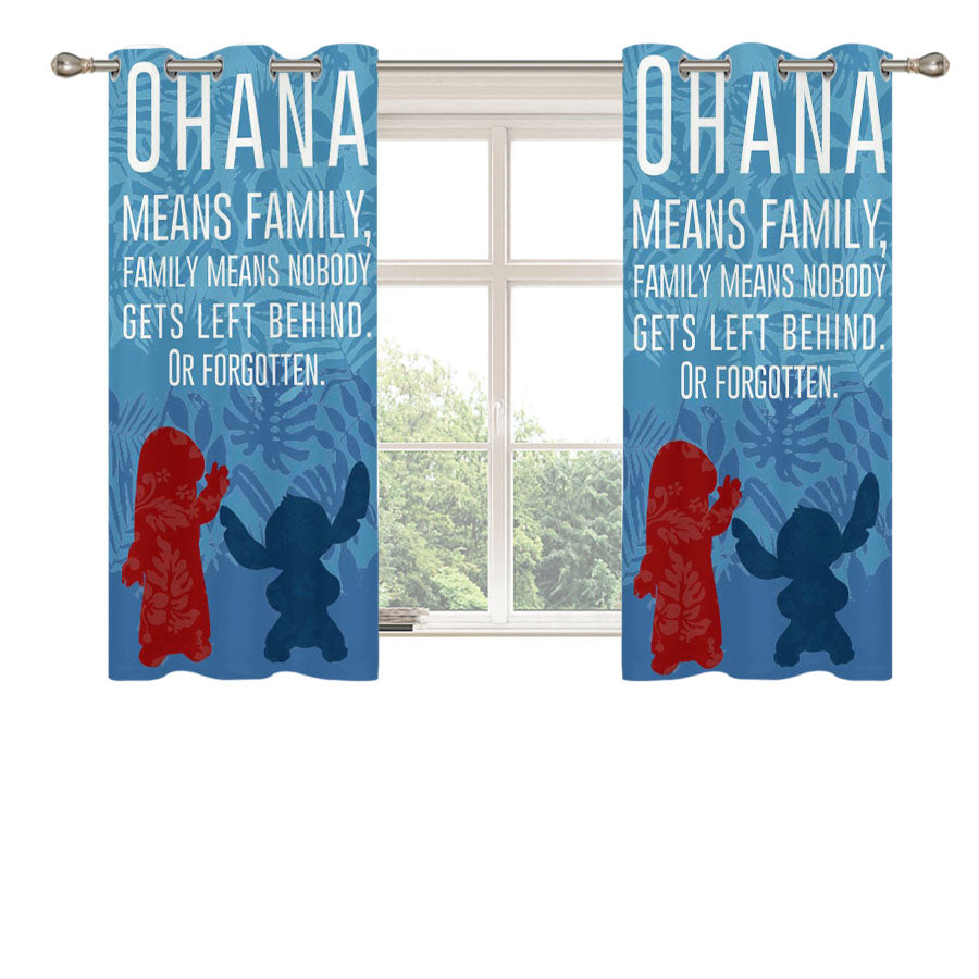 Ohana Stitch Lilo Disney Peach Skin Window Curtains