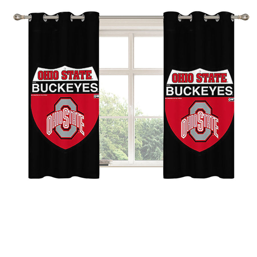 Ohio State Buckeyes Logo Black Peach Skin Window Curtains