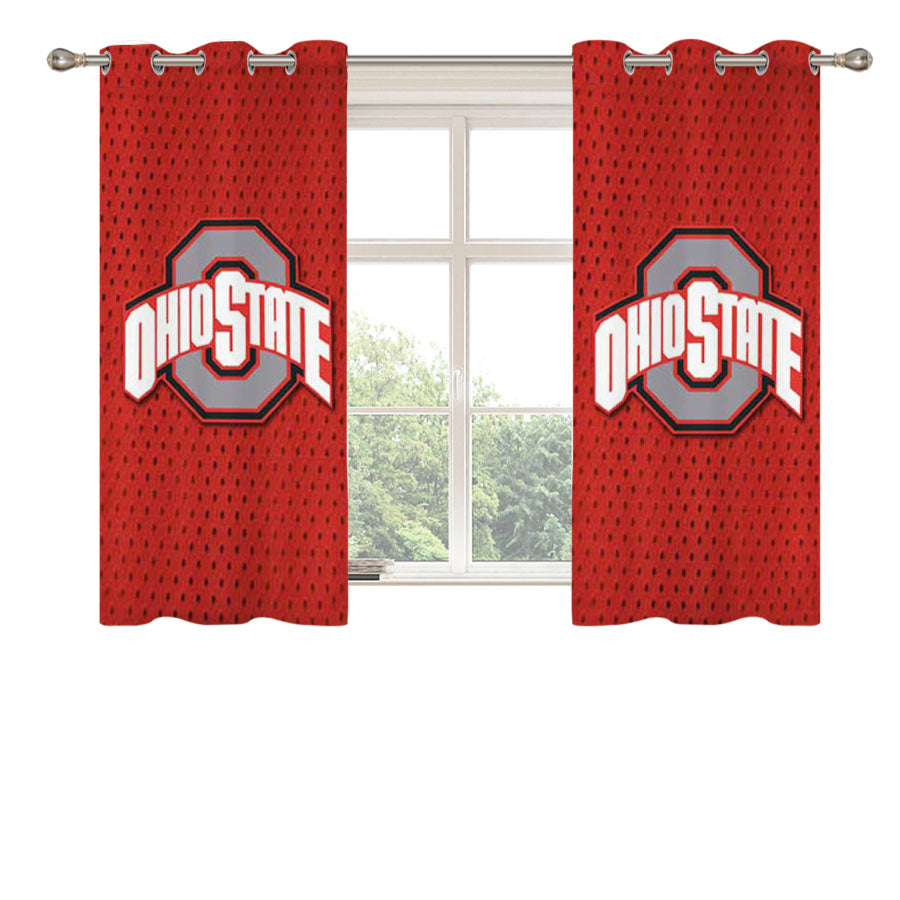 Ohio State Logo Jersey Red Peach Skin Window Curtains