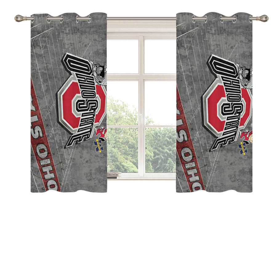 Ohio State Wallpaper Greys Peach Skin Window Curtains
