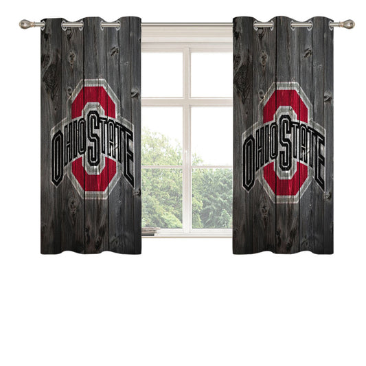 Ohio State Wooden Logo Peach Skin Window Curtains