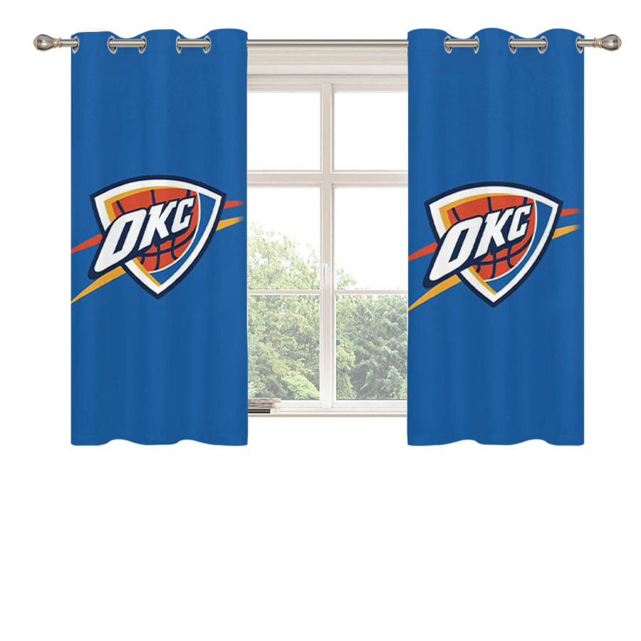 Oklahoma City Thunder Logo Nba Peach Skin Window Curtains