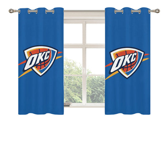 Oklahoma City Thunder Logo Nba Peach Skin Window Curtains