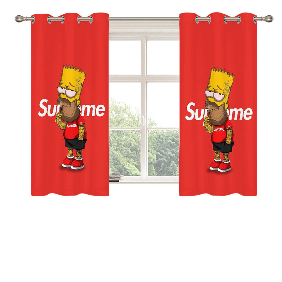 Old Drunk Hypebeast Bart Simpson Peach Skin Window Curtains