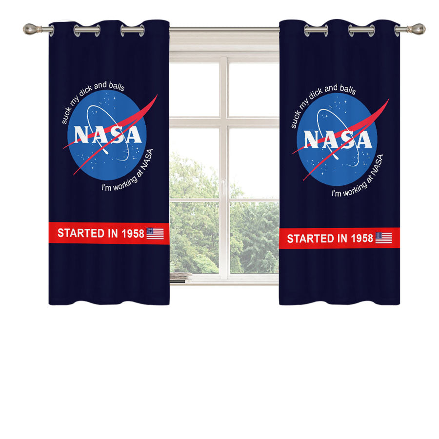 Outer Space And Satellite Working At Nasa Peach Skin Window Curtains