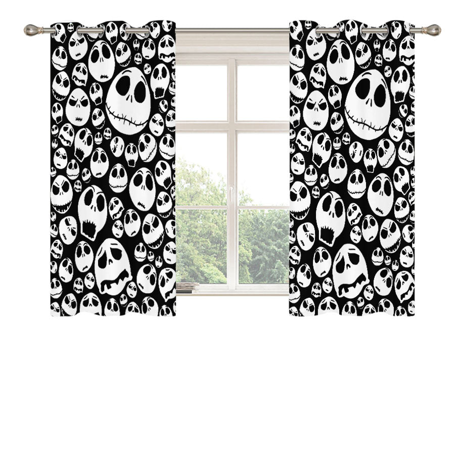 Pattern Halloween Jack Skellington Peach Skin Window Curtains