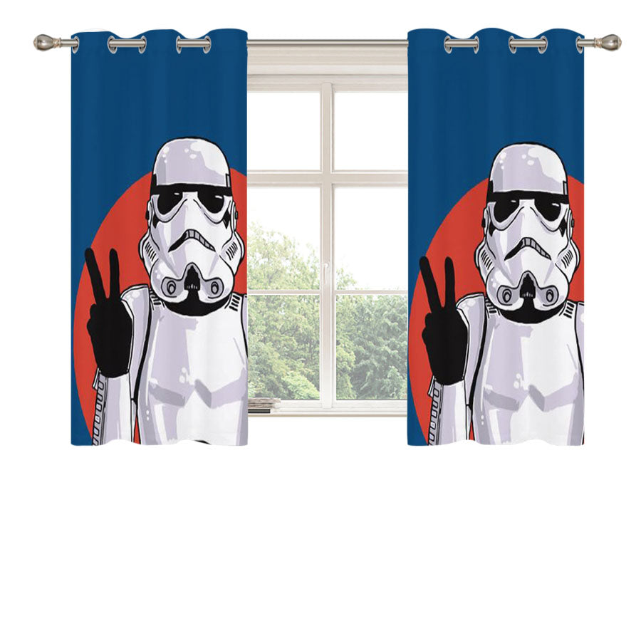 Peace Sign Storm Trooper Star Wars Peach Skin Window Curtains