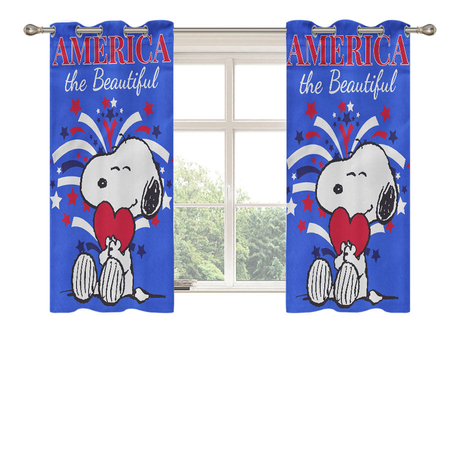 Peanuts America The Beautiful Snoopy Peach Skin Window Curtains
