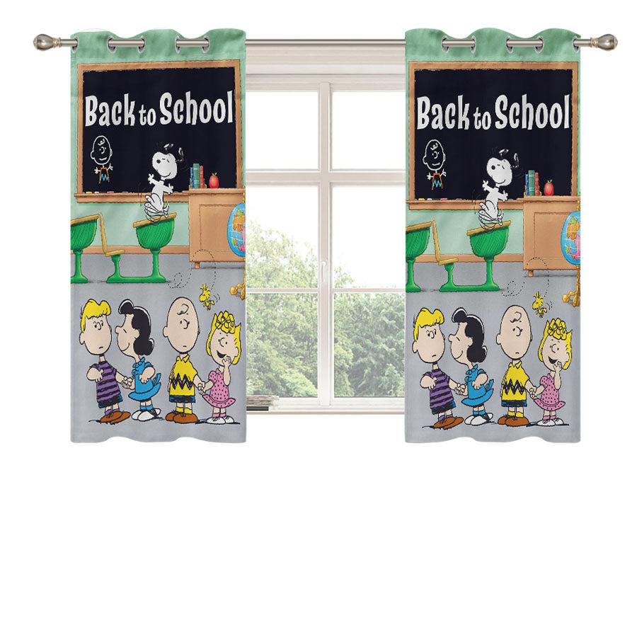 Peanuts Back To Class Peach Skin Window Curtains
