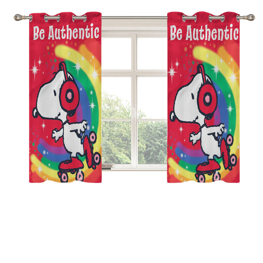 Peanuts Be Authentic Snoopy Roller-Skate Peach Skin Window Curtains