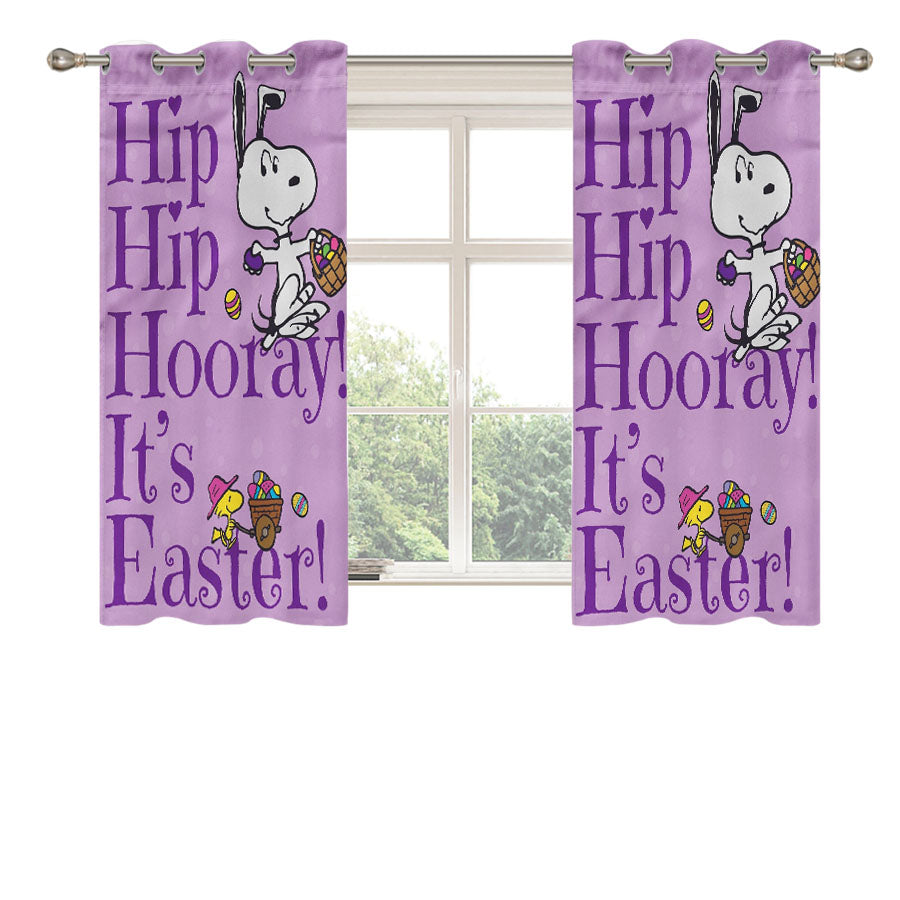 Peanuts Easter Snoopy Peach Skin Window Curtains