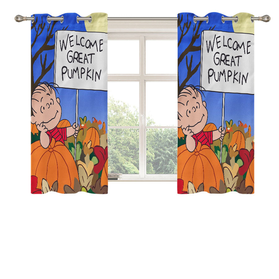 Peanuts Great Pumpkin Peach Skin Window Curtains