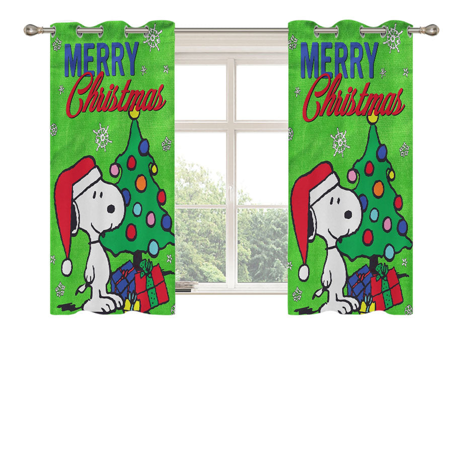 Peanuts Merry Christmas Snoopy Peach Skin Window Curtains