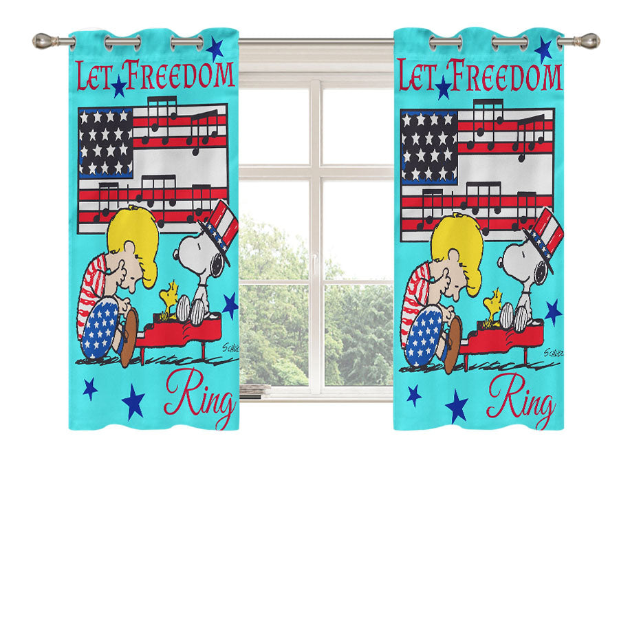 Peanuts Peanuts Let Freedom Ring Peach Skin Window Curtains