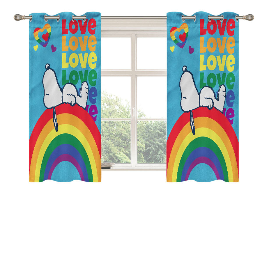 Peanuts Rainbow Pride Snoopy Peach Skin Window Curtains