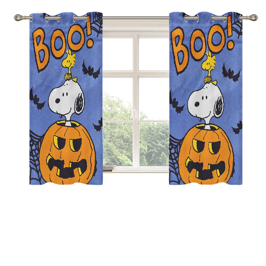Peanuts Snoopy And Woodstock Halloween Peach Skin Window Curtains