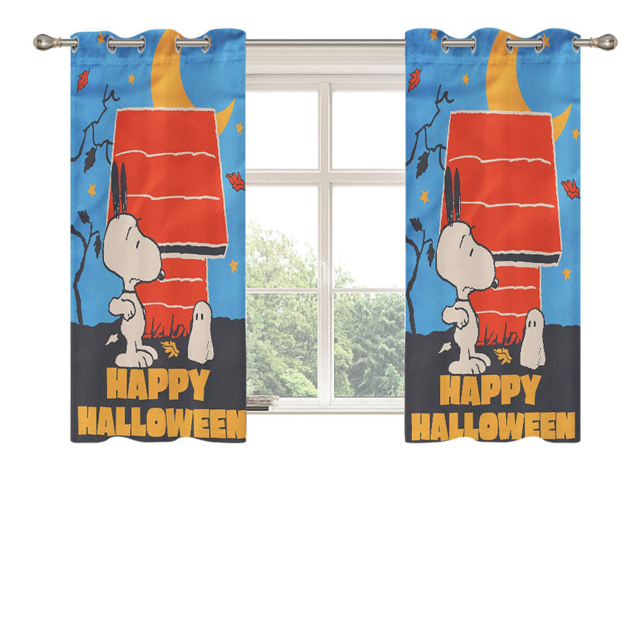 Peanuts Snoopy Ghost Happy Halloween Peach Skin Window Curtains