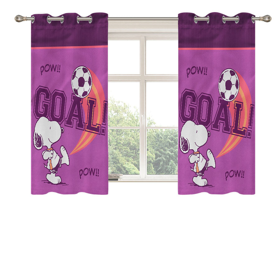 Peanuts Snoopy Soccer Goal Peach Skin Window Curtains