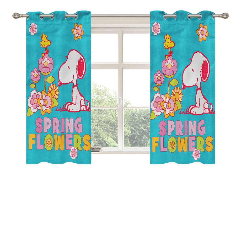 Peanuts Spring Flowers Peach Skin Window Curtains