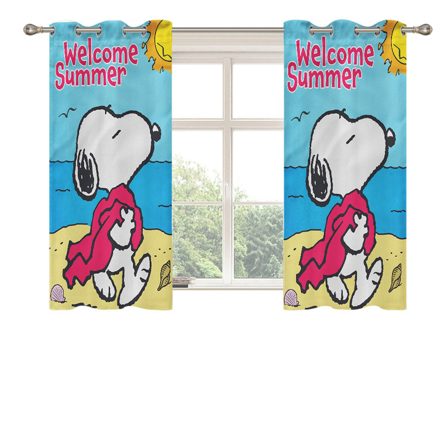 Peanuts Summer Beach Snoopy Peach Skin Window Curtains