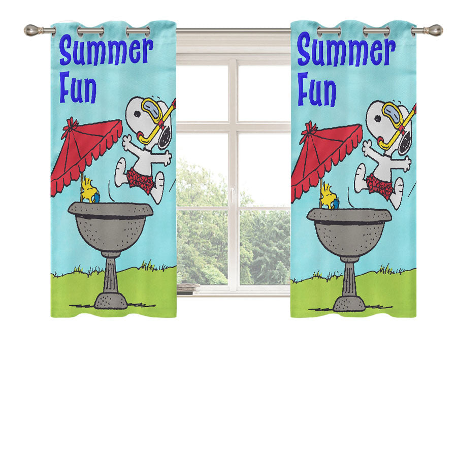 Peanuts Summer Fun Snoopy & Woodstock Peach Skin Window Curtains