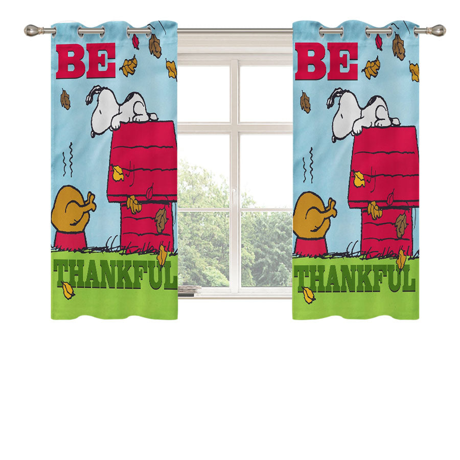 Peanuts Thankful Snoopy Turkey Thanksgiving Peach Skin Window Curtains