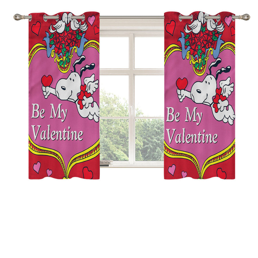 Peanuts Valentines Day Snoopy Peach Skin Window Curtains