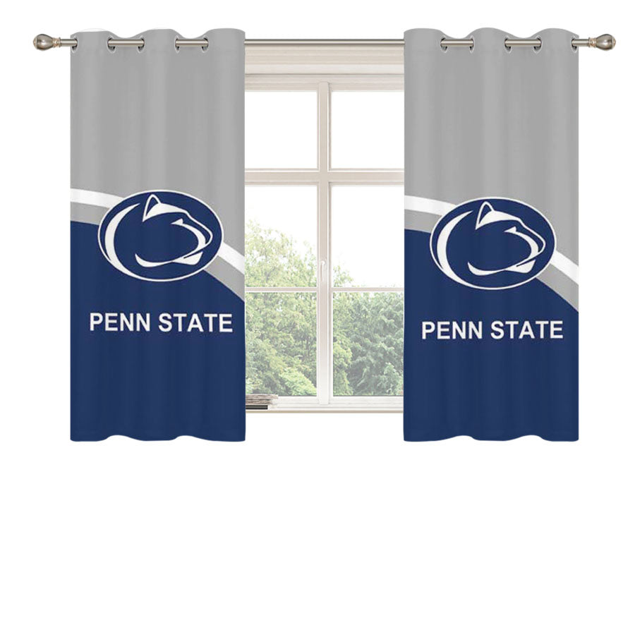 Penn State Blue Grey Circle Peach Skin Window Curtains