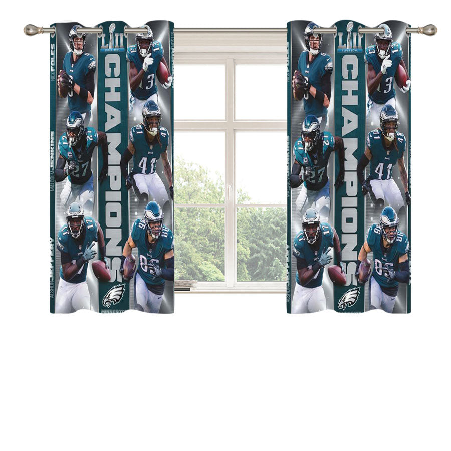 Philadelphia Eagles Super Bowl Peach Skin Window Curtains