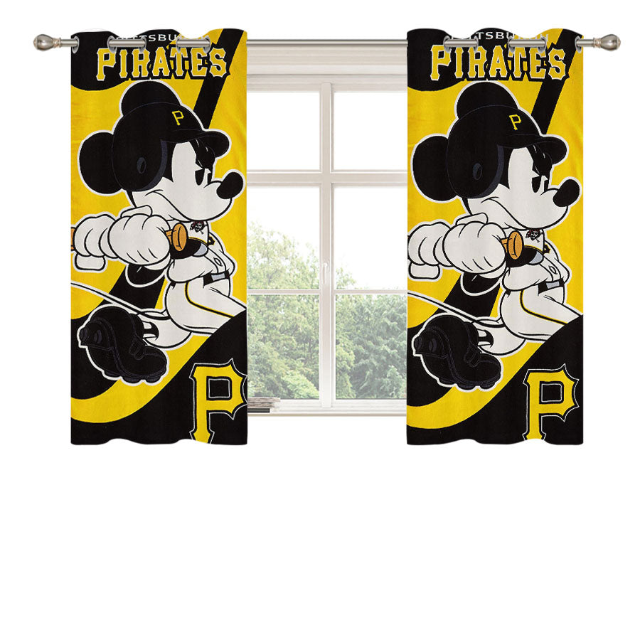 Pittsburgh Pirates Disney Mickey Mouse Mlb Peach Skin Window Curtains