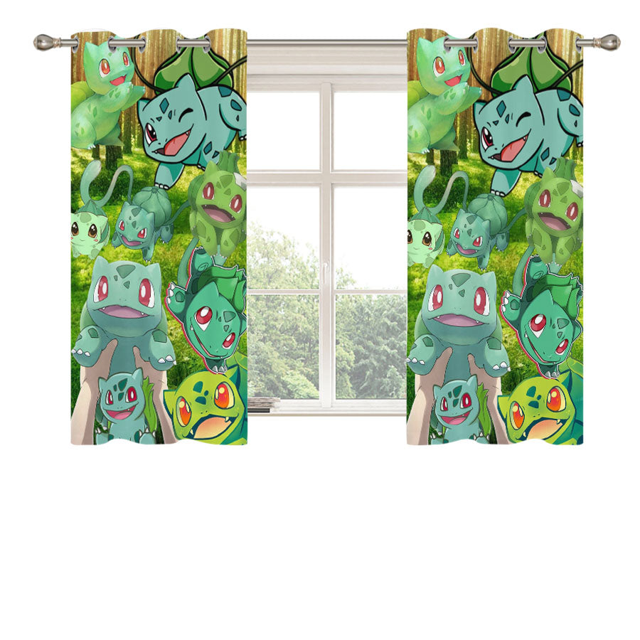 Pokemon Bulbasaur Collages Peach Skin Window Curtains