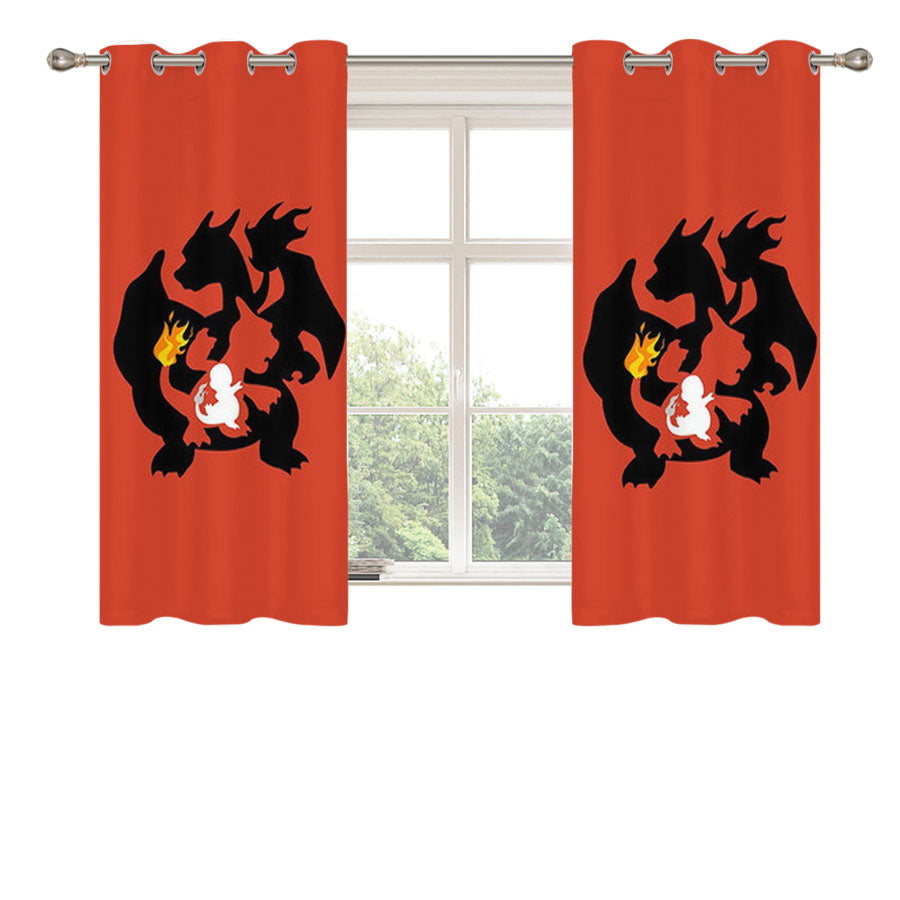 Pokemon Charmander Charmeleon Charizard Peach Skin Window Curtains