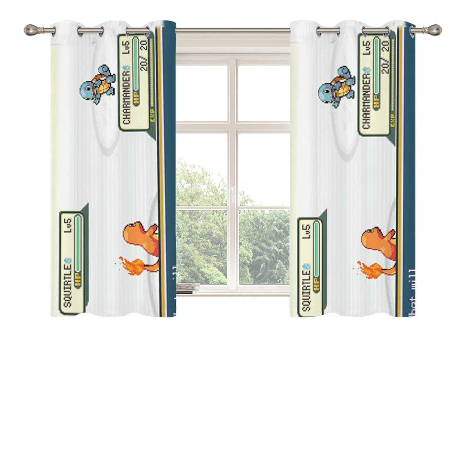 Pokemon Charmander Squirtle Battle Peach Skin Window Curtains