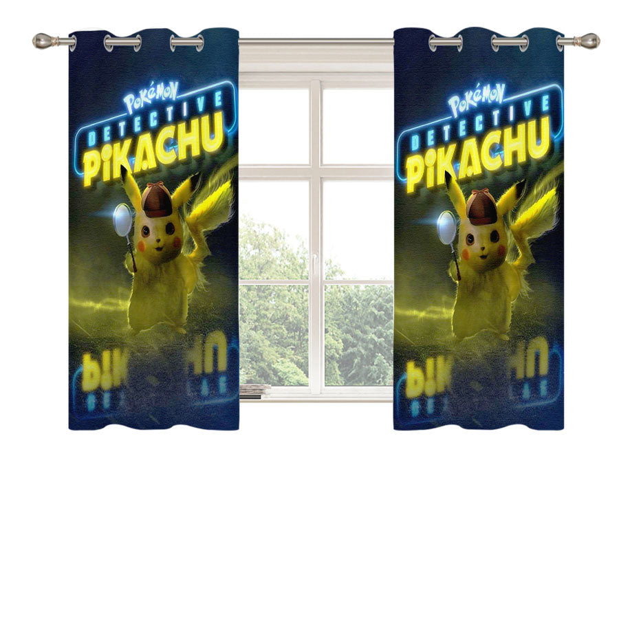 Pokemon Detective Pikachu Poster Canvas Peach Skin Window Curtains