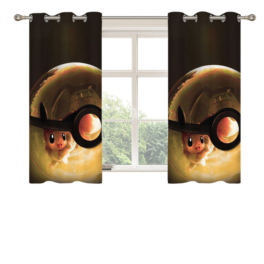 Pokemon In Ball Peach Skin Window Curtains