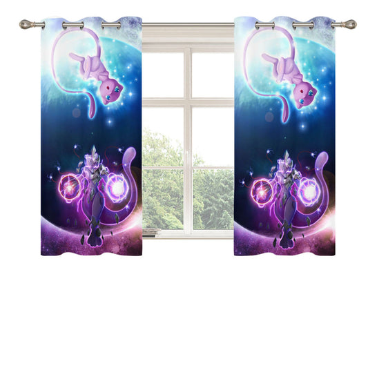 Pokemon Mew And Mewtwo Galaxy Fanart Peach Skin Window Curtains