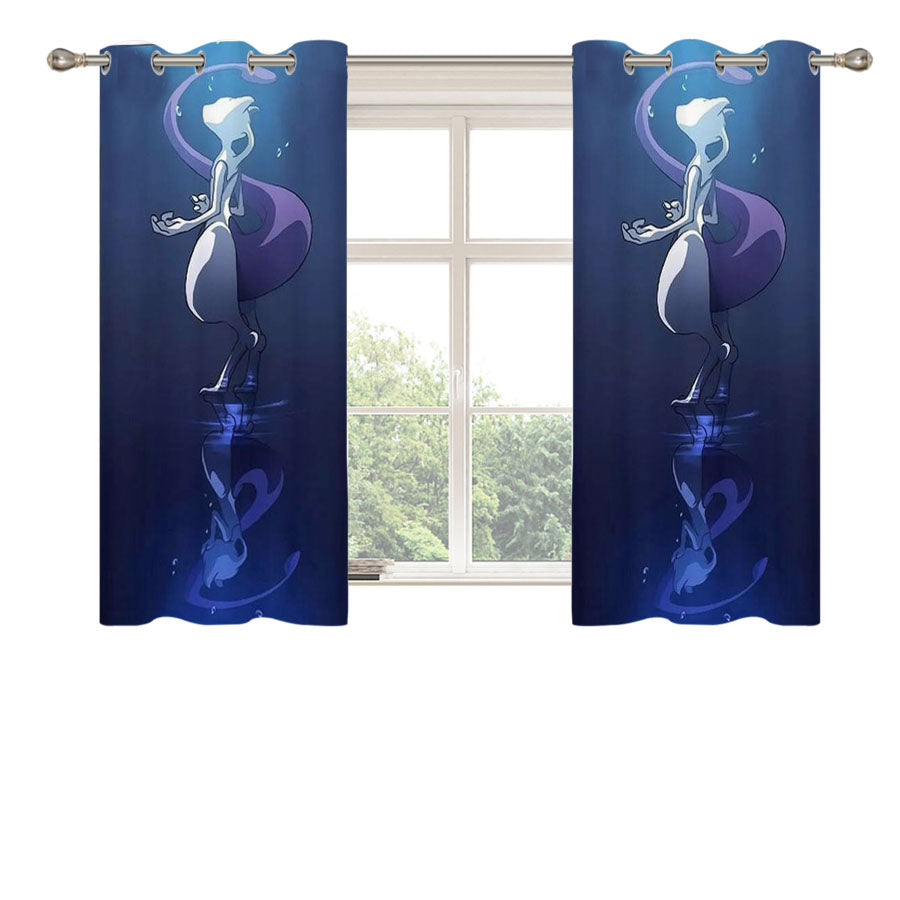 Pokemon Mewtwo Cartoon Peach Skin Window Curtains