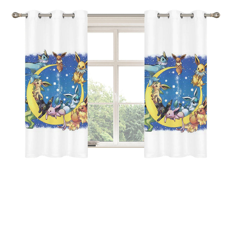 Pokemon Moon Creatures Peach Skin Window Curtains